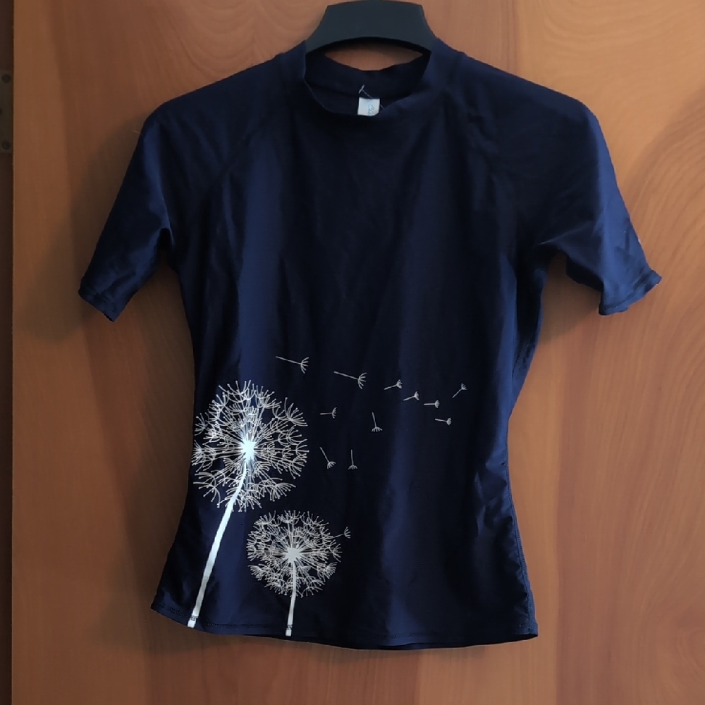 Navy Blue T-Shirt with Dandelion Design